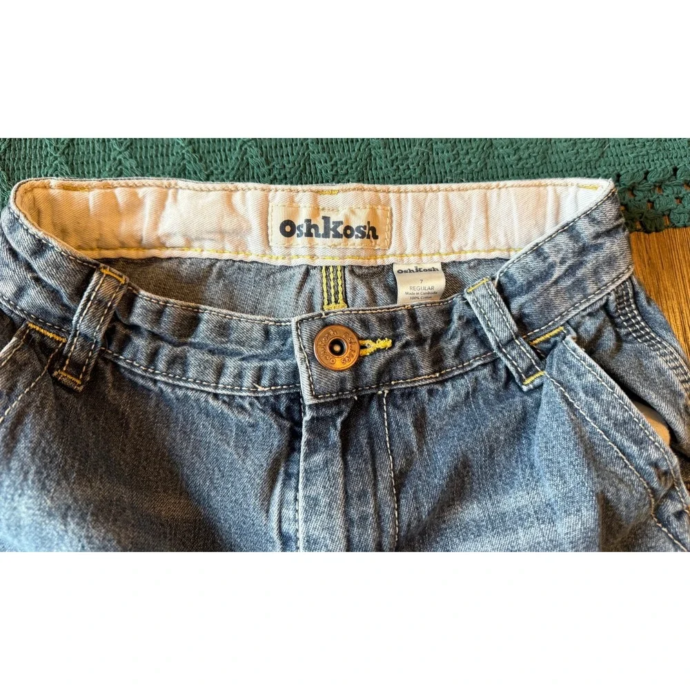 OshKosh Bgosh Boys Carpenter Jeans Medium Wash Denim Hammer Loop Size 7 Regular